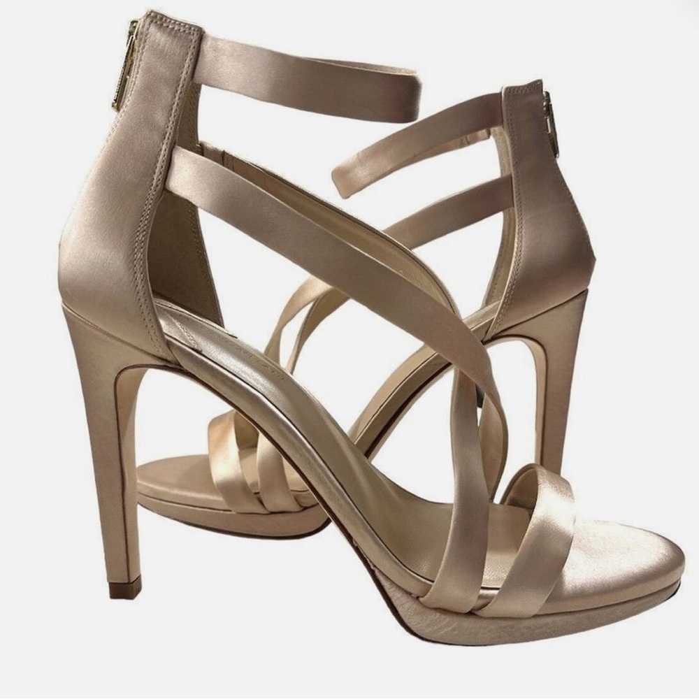 ANTONIO MELANI Satin Strappy Heels - Champagne